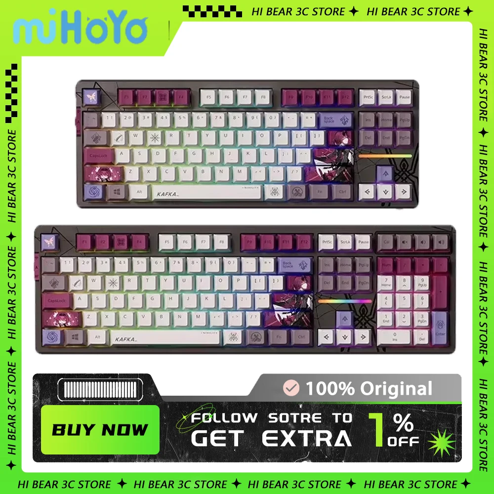 miHoYo Kafka Mechanical Keyboard Anime Honkai: Star Rail Custom Tri-Mode Wireless Bluetooth 5.0 Rgb Backlight Keyboard For Gamer