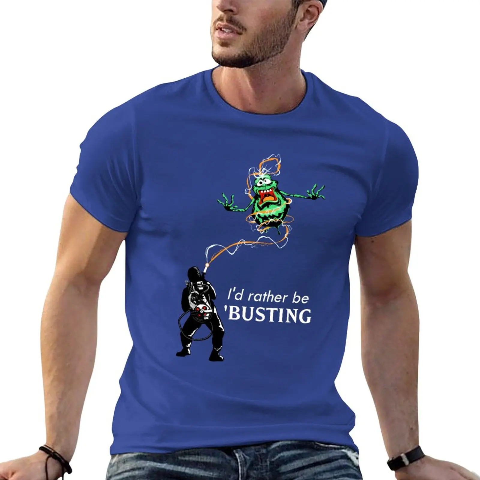 I'd rather be Ghostbusting T-Shirt Blouse summer top Short sleeve tee mens champion t shirts