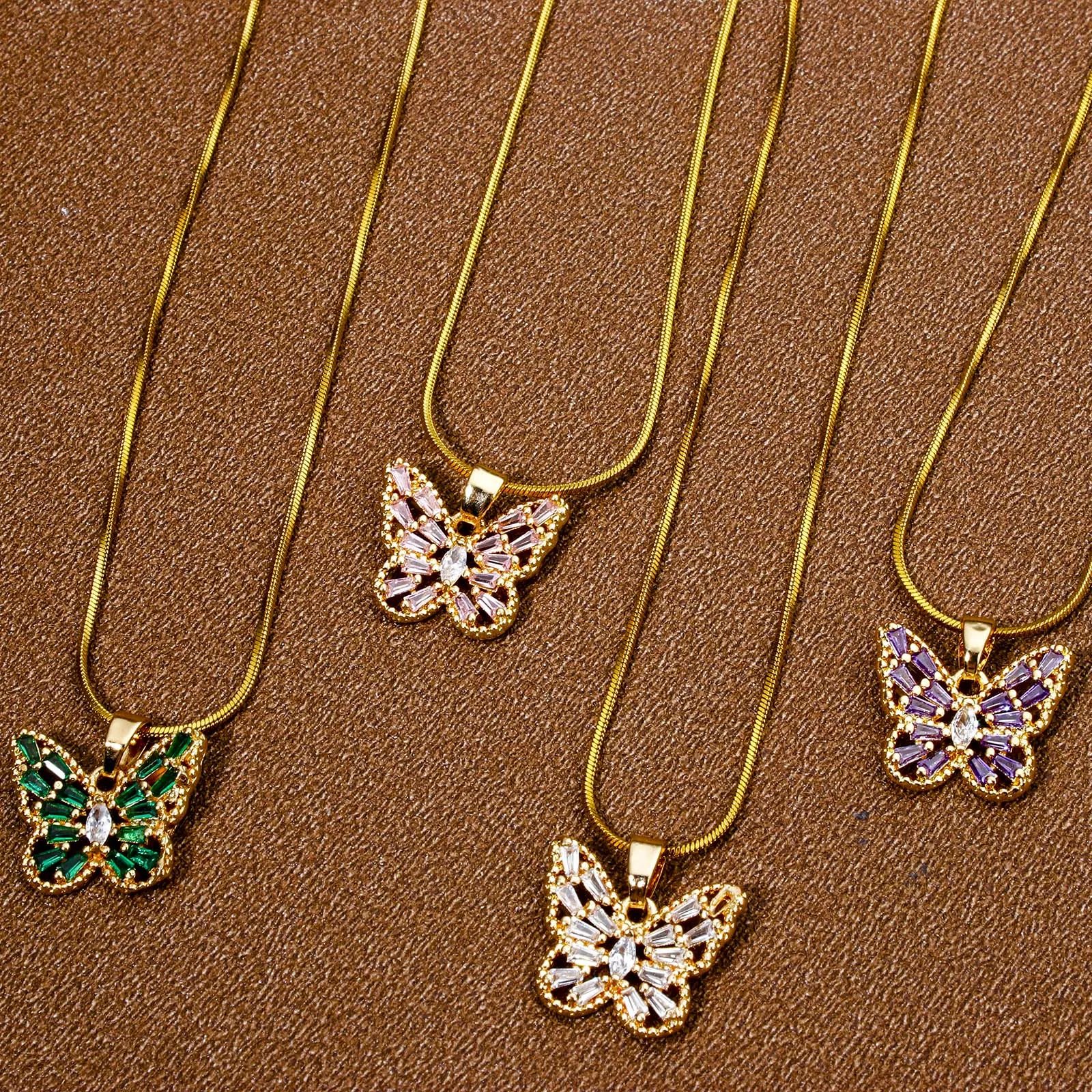 1pc New Brass Charm Gold Color Insect Butterfly Animal Hollow Multicolor Rhinestone Pendant DIY Necklace Jewelry 16mm x 16mm