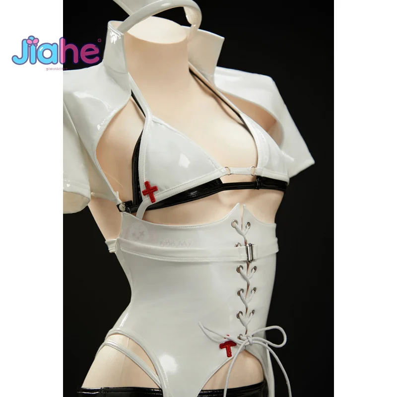 

Tifa Lockhart Final Fantasy VII Cosplay nurse Costume Anime Game Halloween party Woman sexy white leather suit hat accessory set