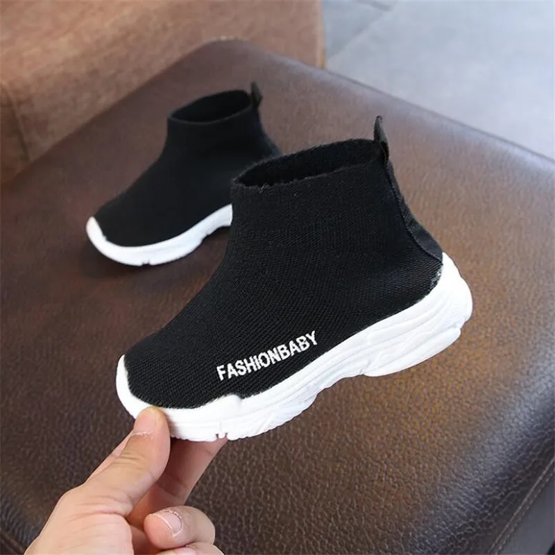 Children Knit Sock Shoes Girls Sock Boots 2022 Kids Spring Autumn Soft Non-slip High Top Casual Sneakers Baby Boys Sports Shoes