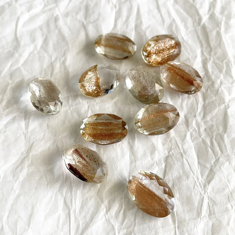 -Diamonds coulants-violets dorés ovales en forme d'œuf, strass K9, Agate de café, dos plat, cristal pour ongles, bricolage, pierres précieuses 3D 404