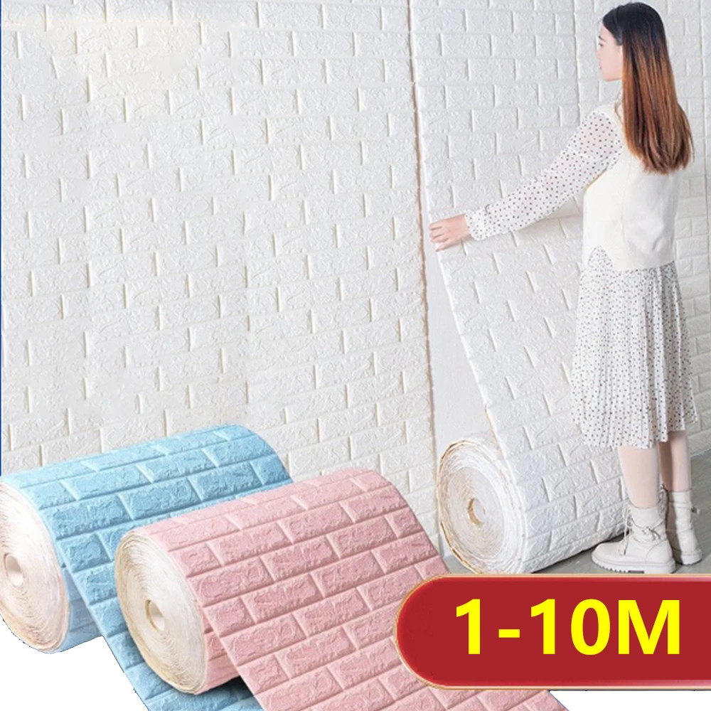 70cmx1/2/3/5/10m 3D Home Decoration Bedroom Wallpaper Sticker PVC Continuou Waterproof Wall Stickers for Self-Adhesive Wallpaper