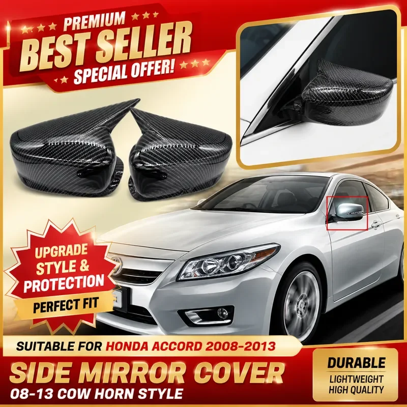 For Honda Accord 8th Gen 2008-2013 Carbon Fiber Side Mirror Cover Devil Ear Horn Shell Trim Auto Accessories Modification