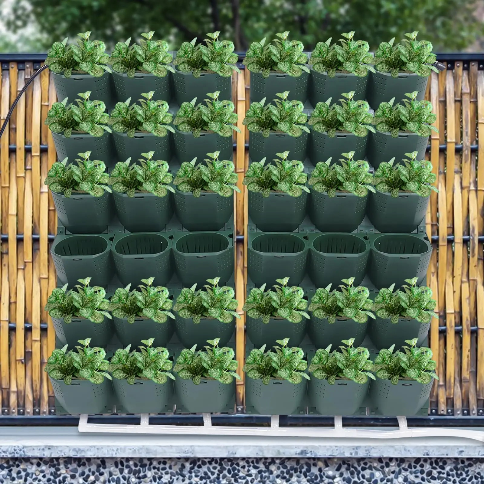 Sistema de cultivo de jardín, maceteros verticales de pared con autorriego, bolsas de cultivo para colgar al aire libre, 36 bolsillos, para decoración del balcón del hogar