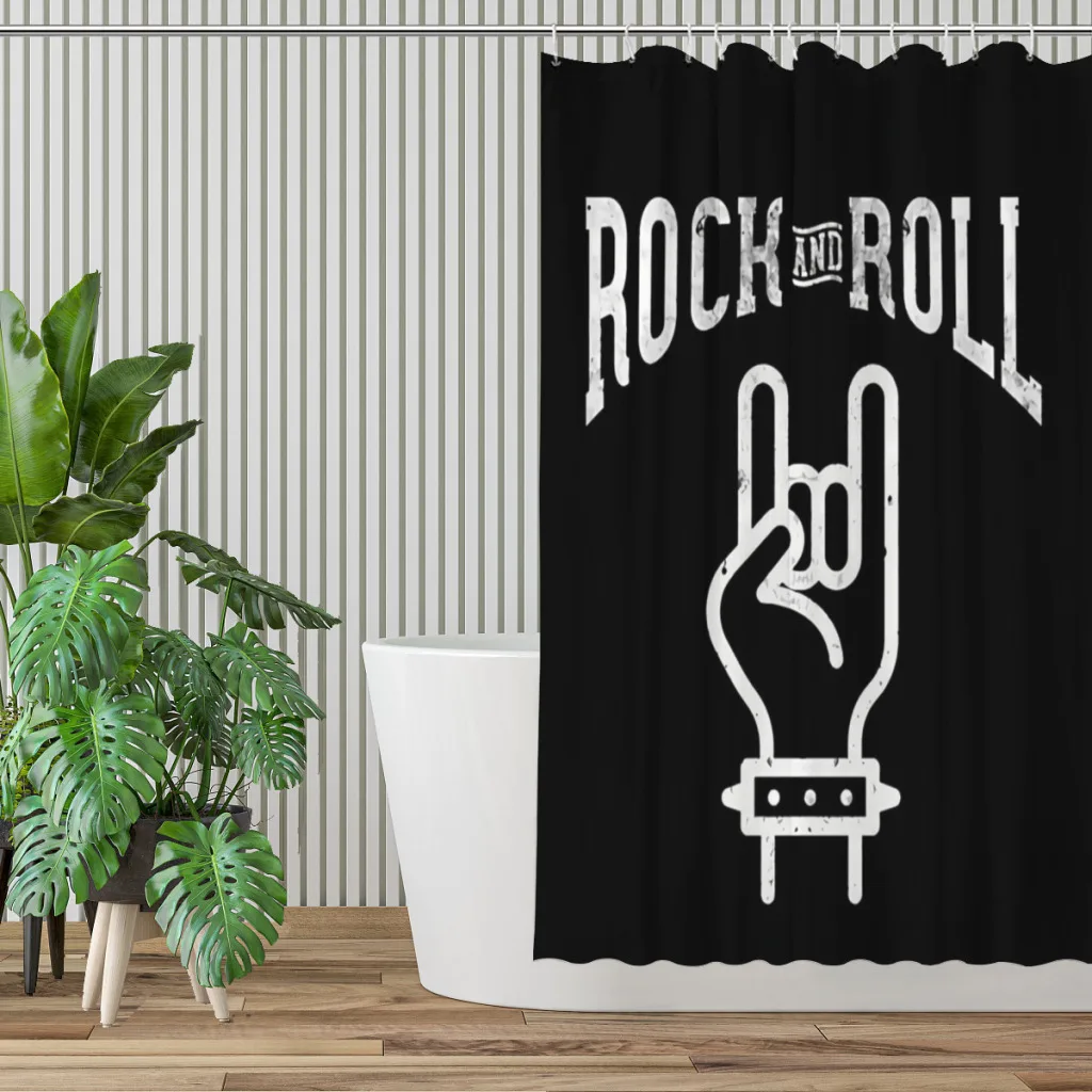 Rock N Roll Sign Of The Horns Bathroom Shower Curtains HEAVY METAL Waterproof Partition Curtain Designed Home Decor Accessories