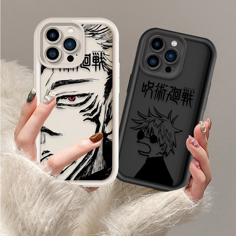 IPhone 15 için Jujutsu Kaisen Anime 14 13 12 11 Pro Max XS Max X XR 7 8 artı 6S sıvı göz merdiven telefon kılıfı