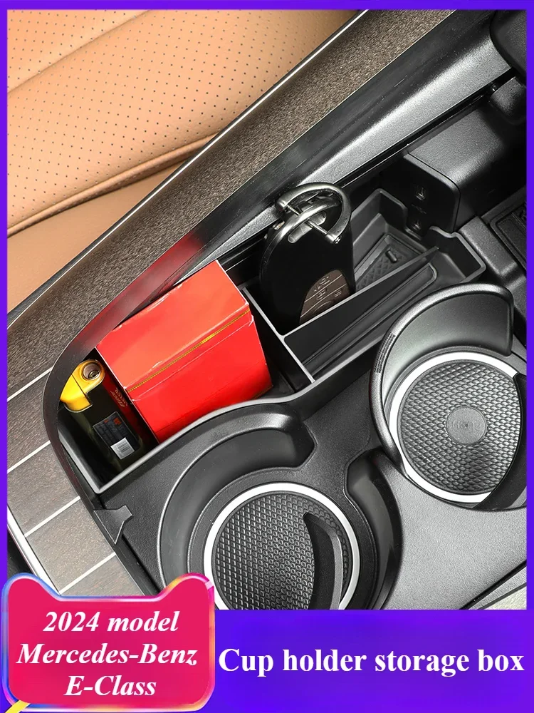 For 24 Mercedes Benz E-Class E260L E300L Car Central Control Water Cup Holder Storage Box Door Holder Car Interior Accessories