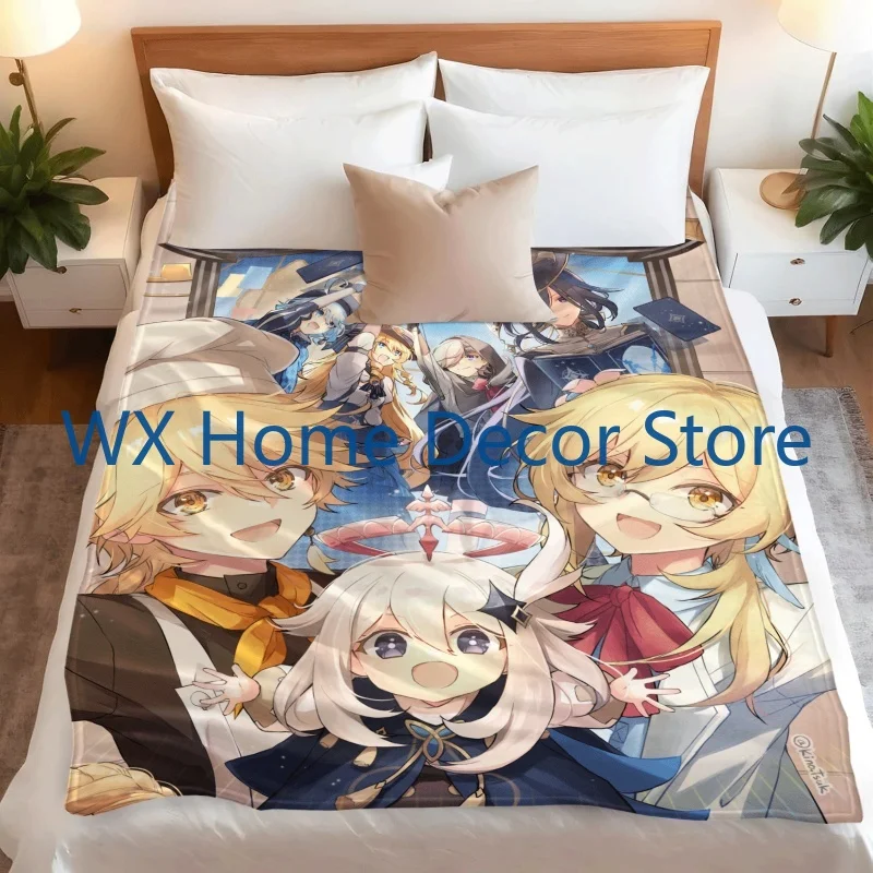 جينشين تأثير المسافر دافئ سوبر لينة الفانيلا بطانية جميلة أنيمي شخصية دافئة رمي بطانية لغرفة المعيشة ديكور المنزل