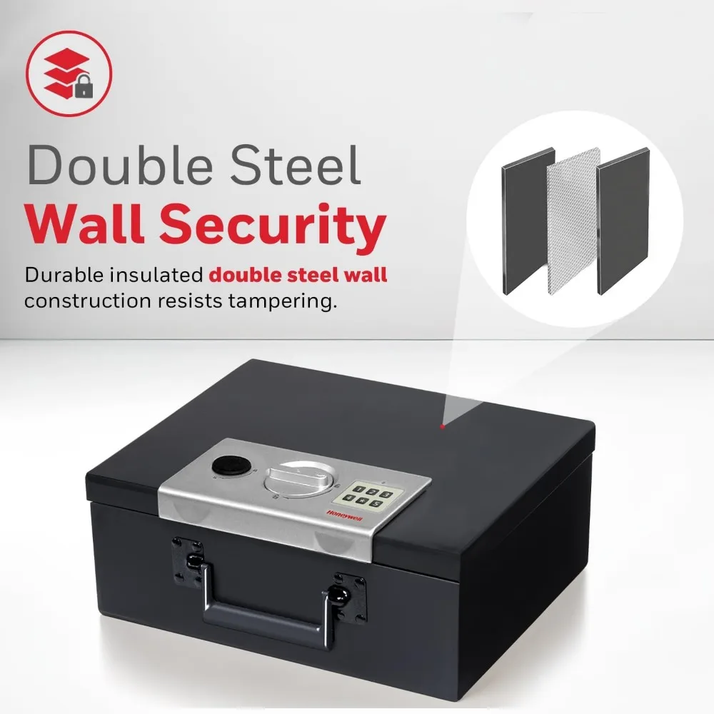 أقفال الخزائن والأبواب - صندوق أمان صغير قابل للإخفاء - للمنزل - قفل برمز رقمي للأمان الفولاذي للعناصر الشخصية، آمن للأموال - أسود