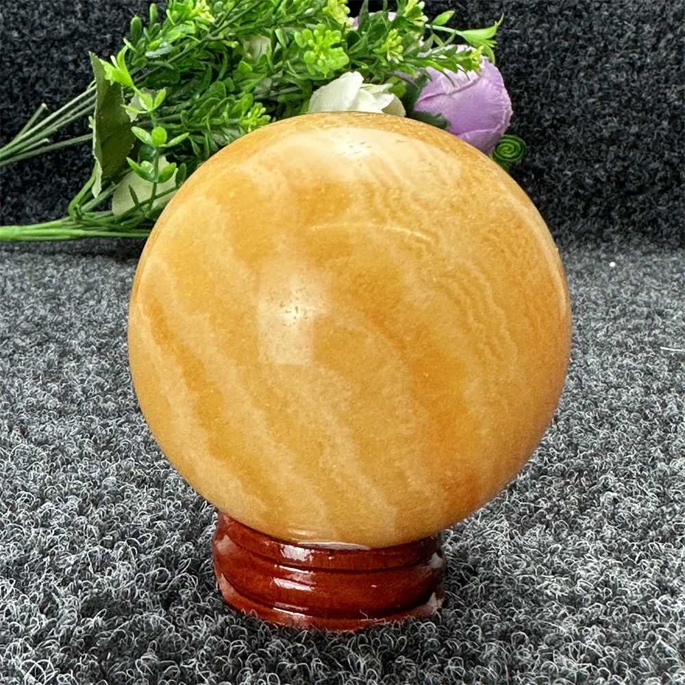 Natural gem yellow calcite quartz ball aura stone orange calcite crystal ball home desktop decoration meditation spiritual energ