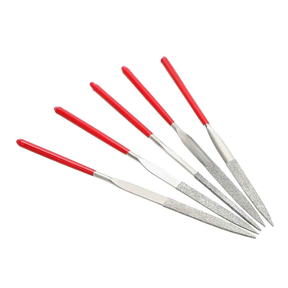 STONEGO Mini Needle File Set, 10PCS, Diamond Coated, 140mm Length, 3mm Width, for Ceramics, Glass, Gems, and Crafts