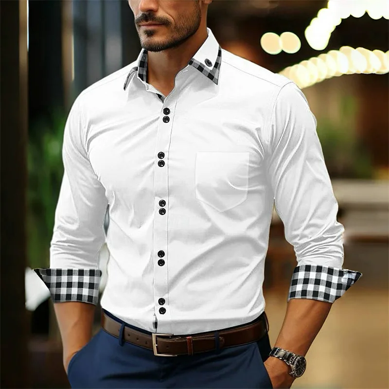 Men\'s shirt 2024 Explosion classic buckle shirt 12 color business office shirt shirt shirt pocket decoration oversized size