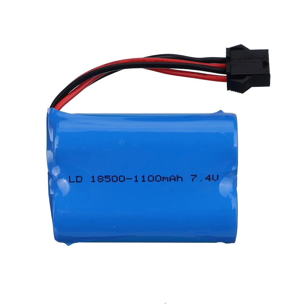 Akumulator zdalnie sterowana łódka RC 1100mAh 7.4V do HJ808 HJ813 HJ815 UDI001 HQ960 wysokiej motorówka części baterii 7.4V 18500 SM-4P + ładowarka