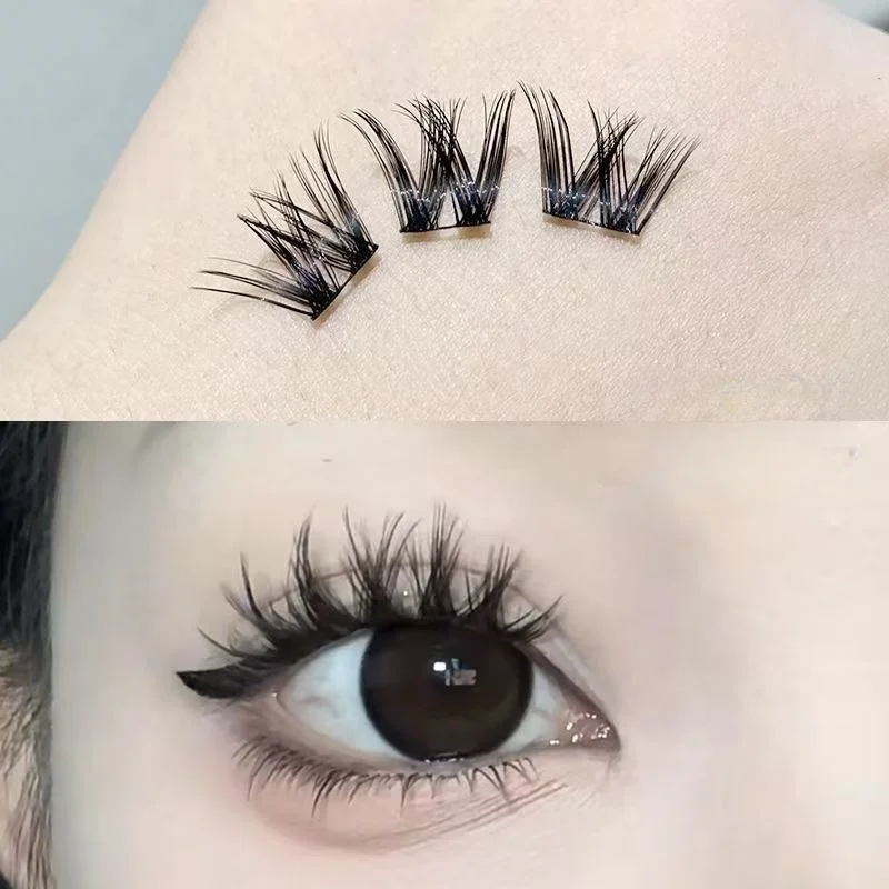 12 rijen gemengde race valse wimpers met dik, gesegmenteerd ontwerp, internetberoemd, dezelfde stijl, natuurlijke simulatie