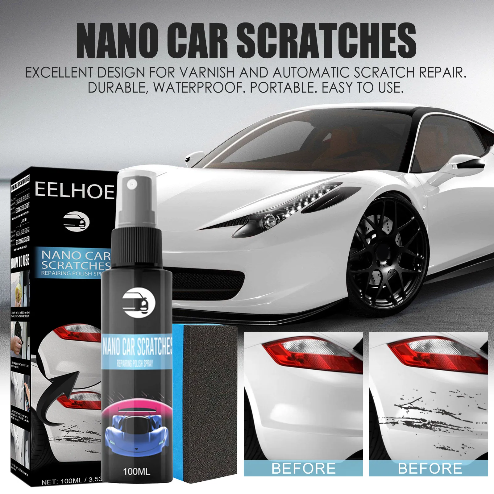 30/50/100ml Car Scratch Repairing Polish Spray Nano Car Scratch Removal Spray Repair Nano Spray Scratches Car Ceramic Coating