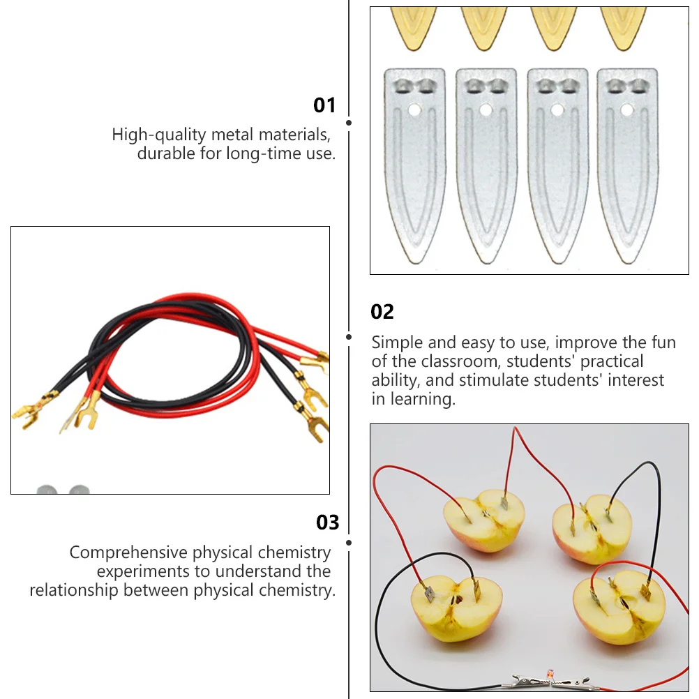 2 juegos de materiales experimentales de frutas, hojas de Zinc de cobre de alta calidad para suministros de experimentos científicos, potencia DIY