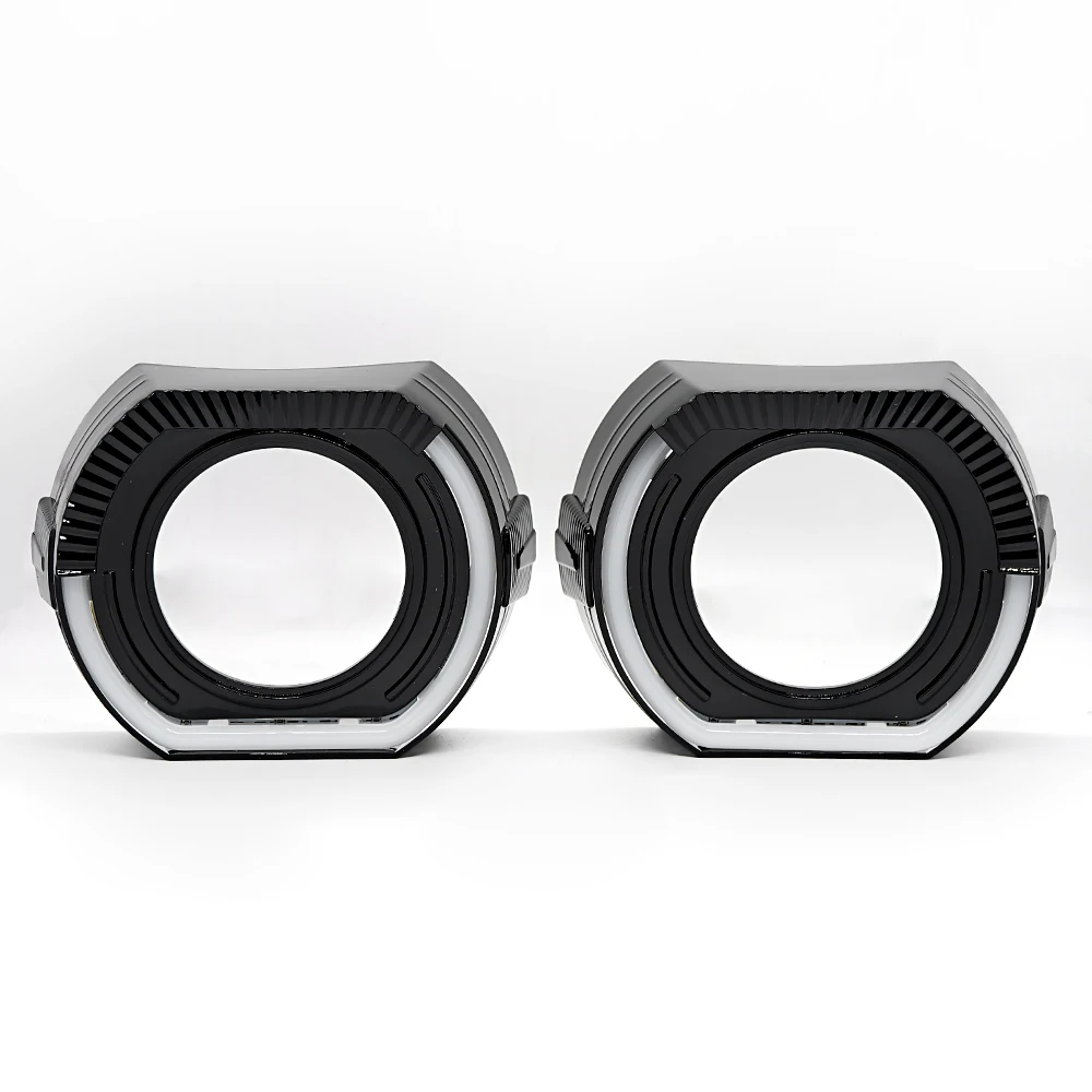 

2.5/3inch Cotton Light AngeBM Sport LED Black Shrouds Square Guide Angel Eyes Car Styling DRL Halo Ring for Bi-xenon Bi-led Lens