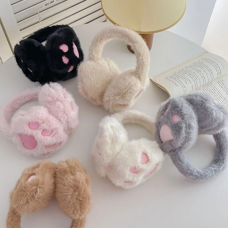 Nuovo bello inverno earcap gatto antivento protezione dal freddo paraorecchie di peluche zampa di gatto scaldaorecchie donne ragazze carino tenere al caldo paraorecchie