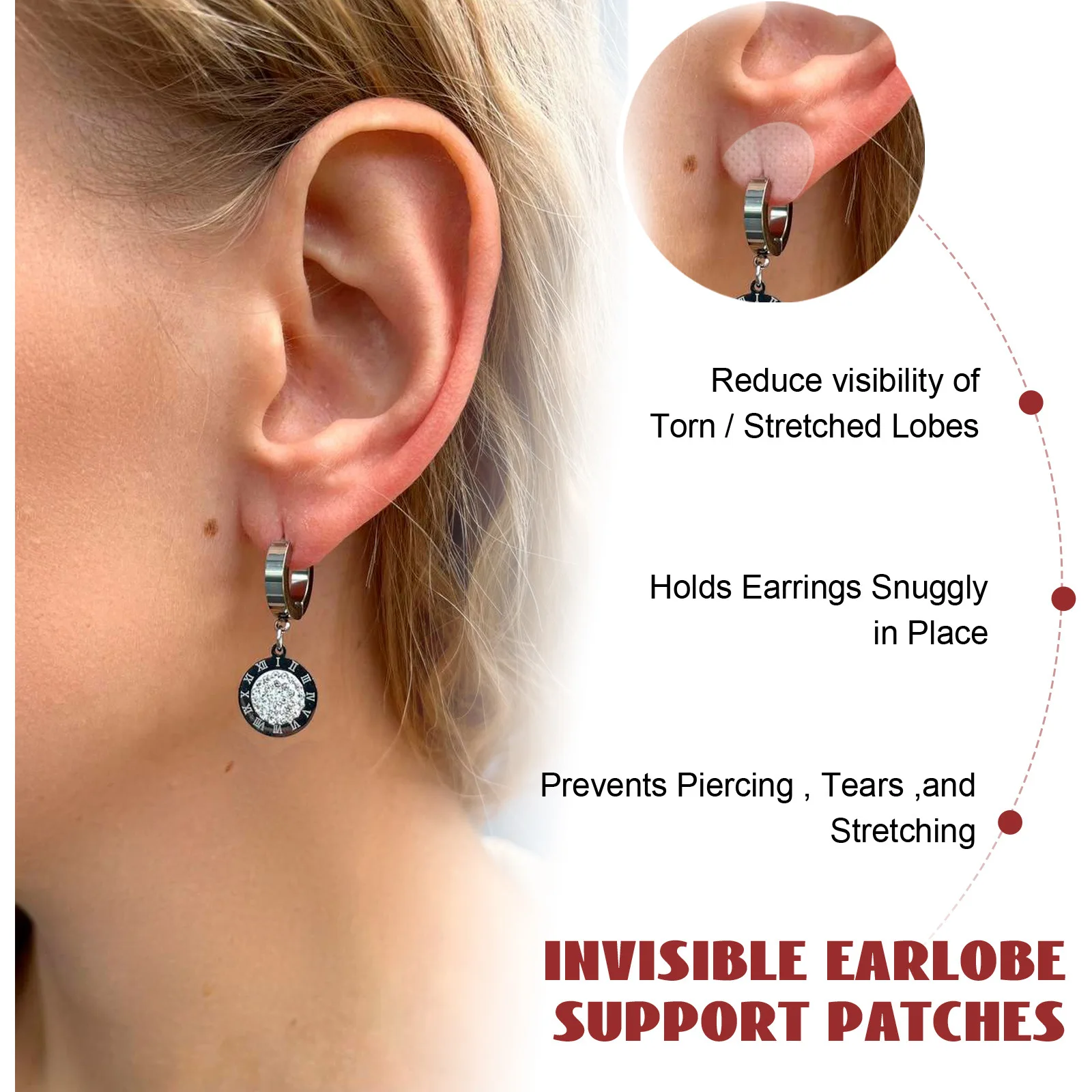 

EELHOE Invisible Earlobe Support Patch Decorate Ear Not Easy to Fall off Portable Waterproof Reduce the Pain of Wearing Earrings