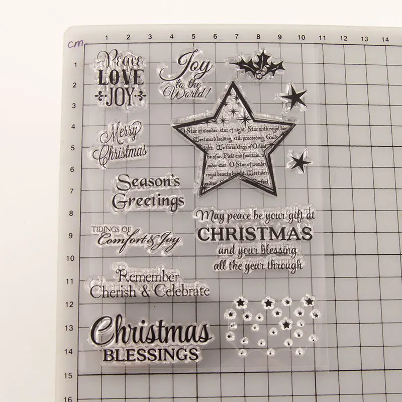 Love You Star/Blessing Words Transparent Silicone Seal DIY Hand Account Album Diary Stamp Finished Product Stamp Christmas