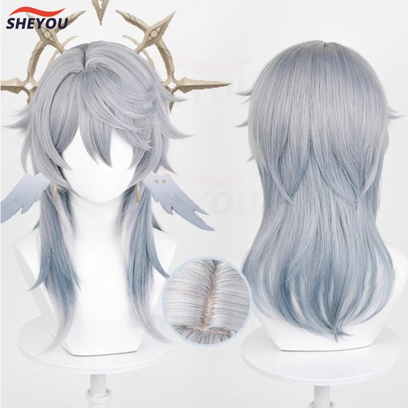 

Game HSR Sunday Cosplay Wig Long Grey Blue Gradient Scalp Sunday Anime Wigs Heat Resistant Synthetic Hair Halloween Wigs