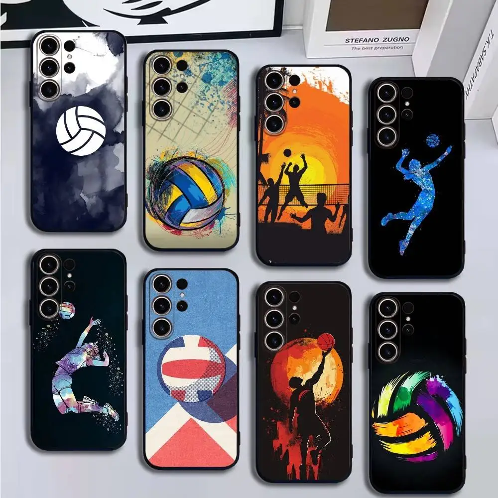 

Volleyball Painted Phone Case For SamsungS25,24,21,22,23,30,Ultra,20,Plus,Fe,Lite,Note,10,9,Soft Black Cover