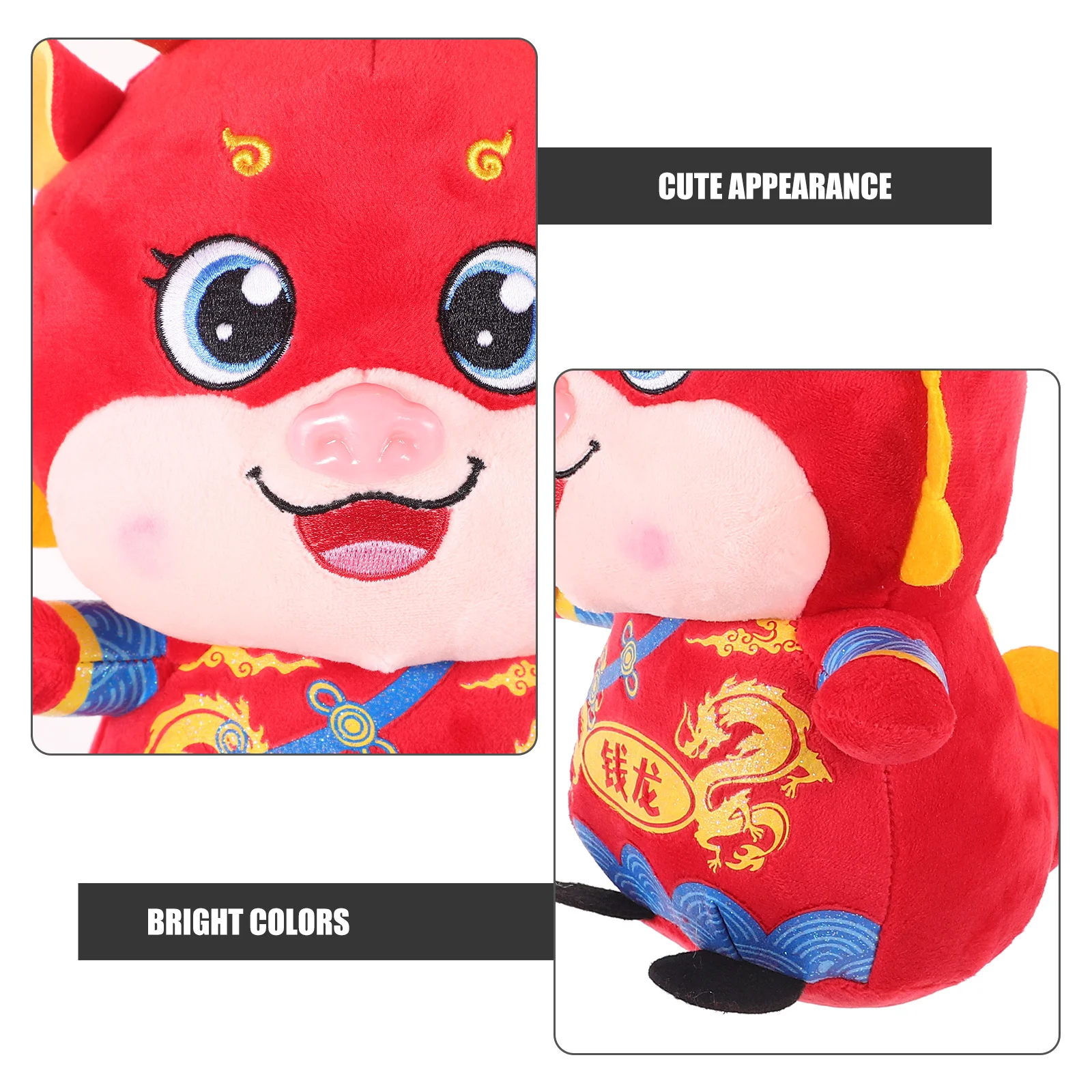 

Stuffed Dragon Mascot Adorable Decorative Accent for Bed Sofa Office New Year Gift Chinese Festival Celebration