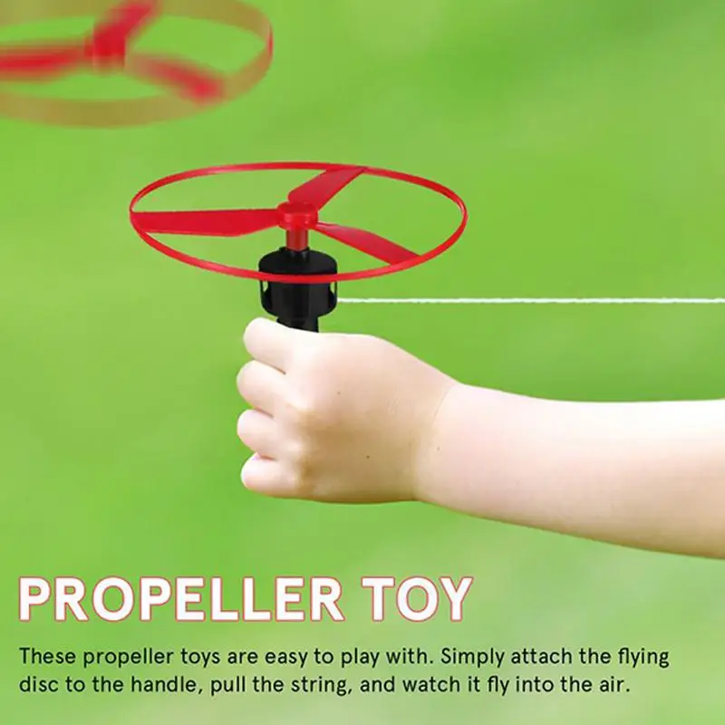 10 jeux de cordes de traction, disque volant, hélice, hélicoptère, jouet pour enfants, haut rotatif volant, jouets de sport de plein air, cadeaux de fête