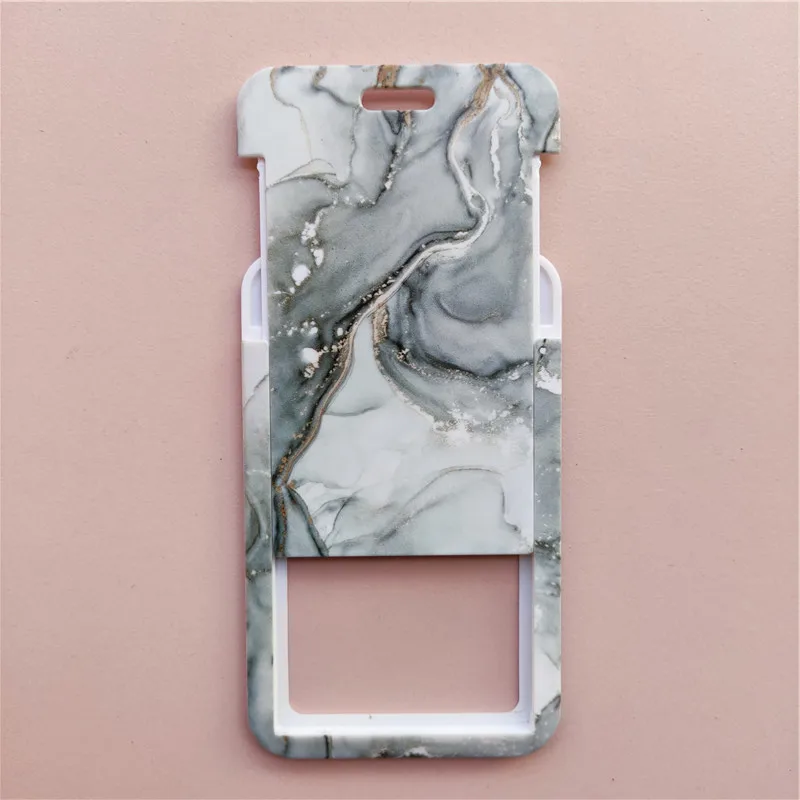 Marble Pattern Lanyard ID Badge Card Holder Office Worker Cardholder Cover Credit Card Case Card Protector Christmas Gift