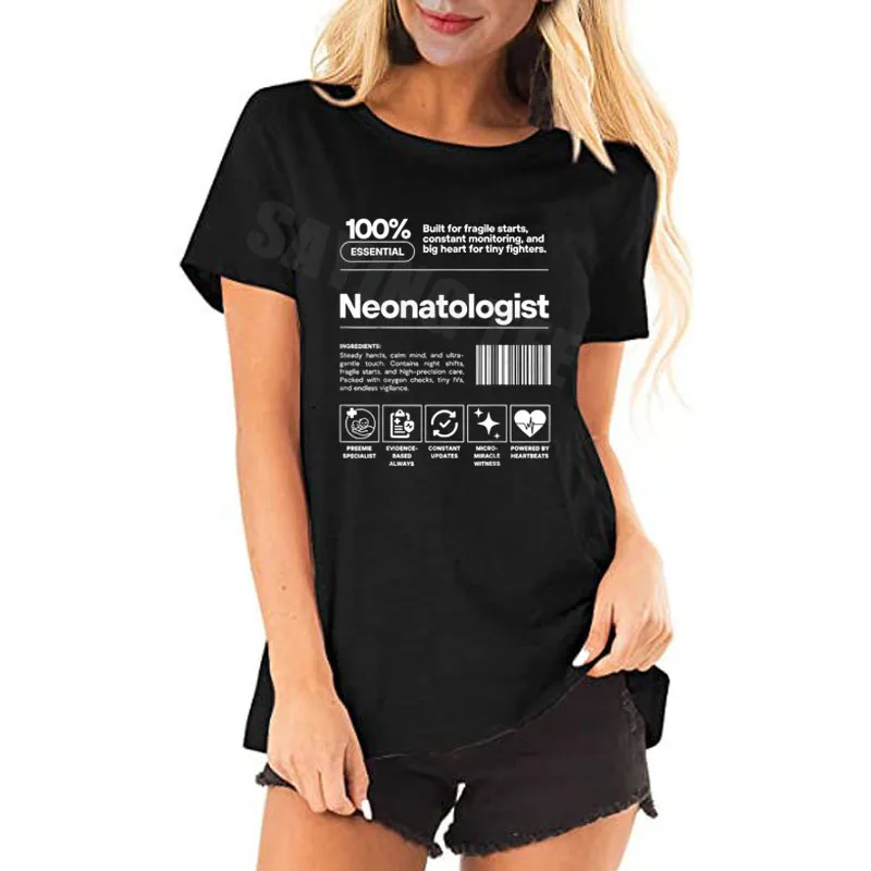 Neonatologist & Personalized Neonatology Gift Nicu Doctor N T-Shirt Y2k Humor Funny Letters Printed Sarcastic Joke Saying Tee