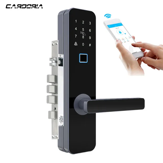 Teclado de segurança com Finger Print Pad Keyless Deadbolt, Biometric Door Lock, 1 ano de duração da bateria Função