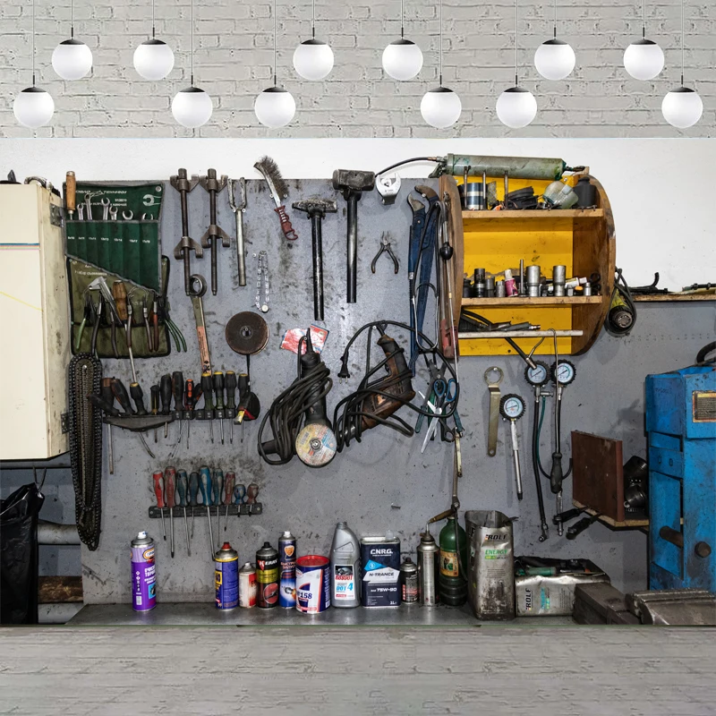 Workshop Tools Background - Vintage Tools Workshop Shed Photography Backdrop