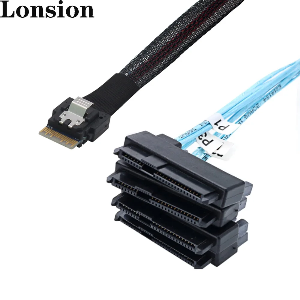 Reliable performance PCIE Slimline SAS 4.0 38pin SFF-8654 4i to SFF-8482 server cable, high-speed data transfer