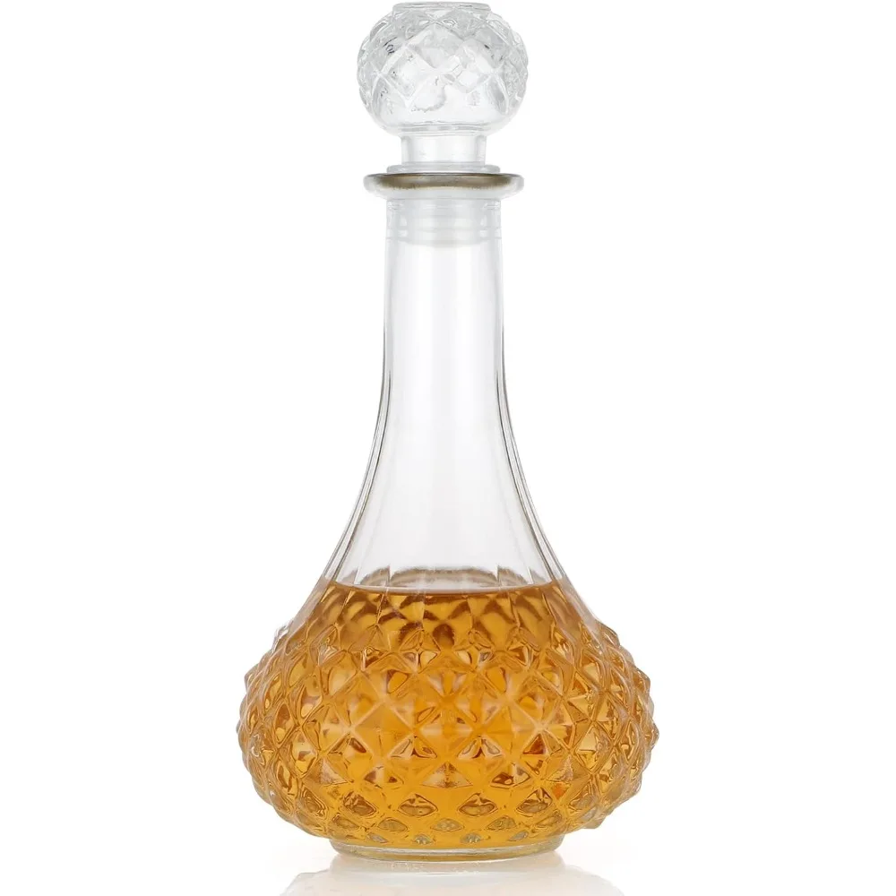 

Стеклянный графин с герметичной пробкой, графин для ликера емкостью 800 мл/27 унций, бутылка для вина, виски, бренди, водки (длинный гриф)