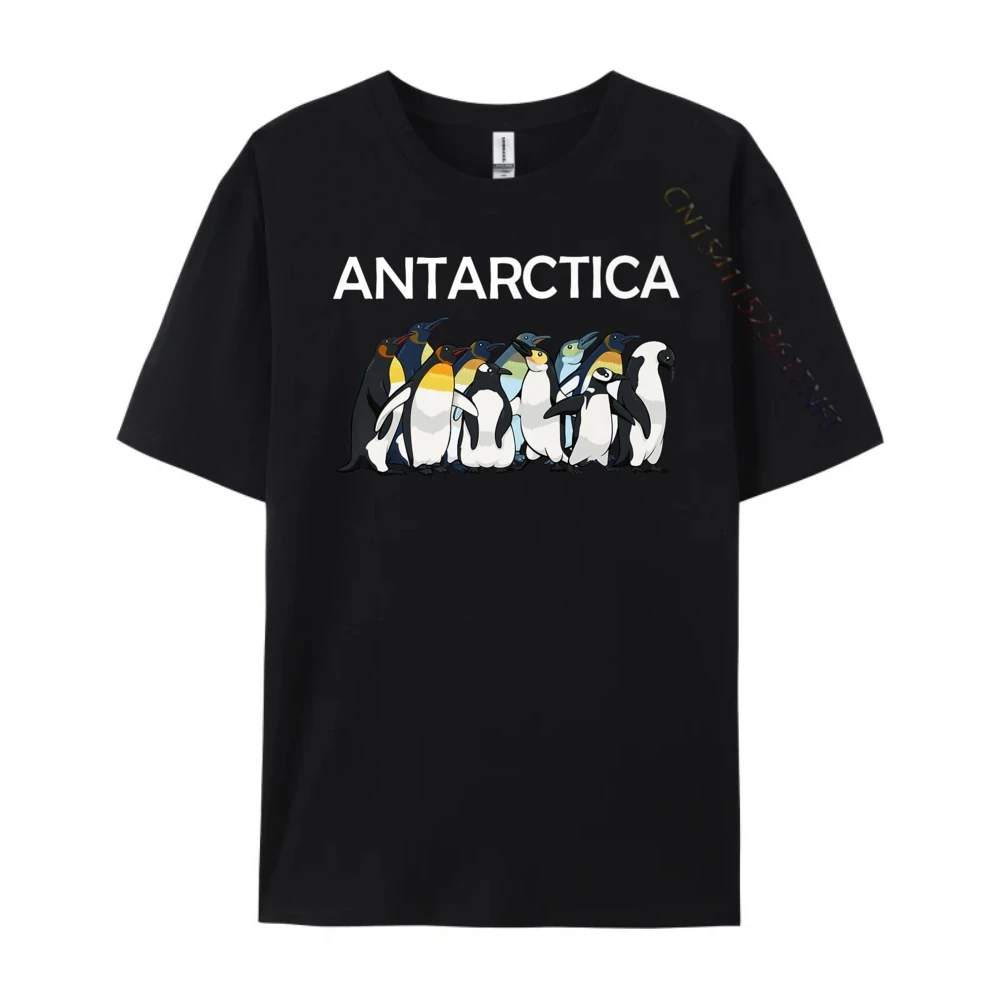 Antarctica Pinguins Birds Pole South Antarctic Experience Black Graphic T Shirts Eco-Friendly Men's Cotton T-Shirt Thanksgiving