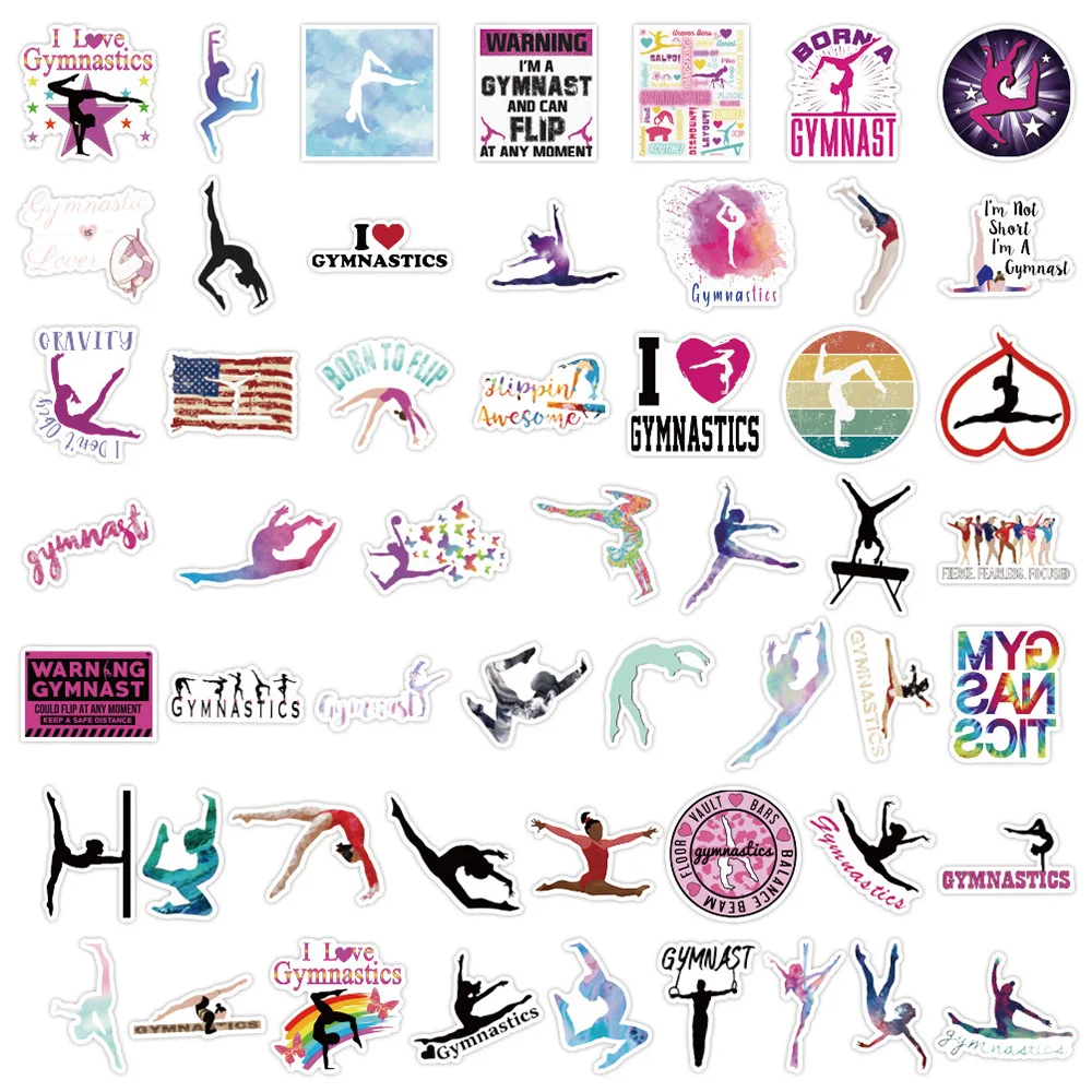 10/30/50/100pcs Color SWaterproof tickers Gymnastics Decals Graffiti Sticker for Kids DIY Scrapbooking Phone Water Bottle Tablet