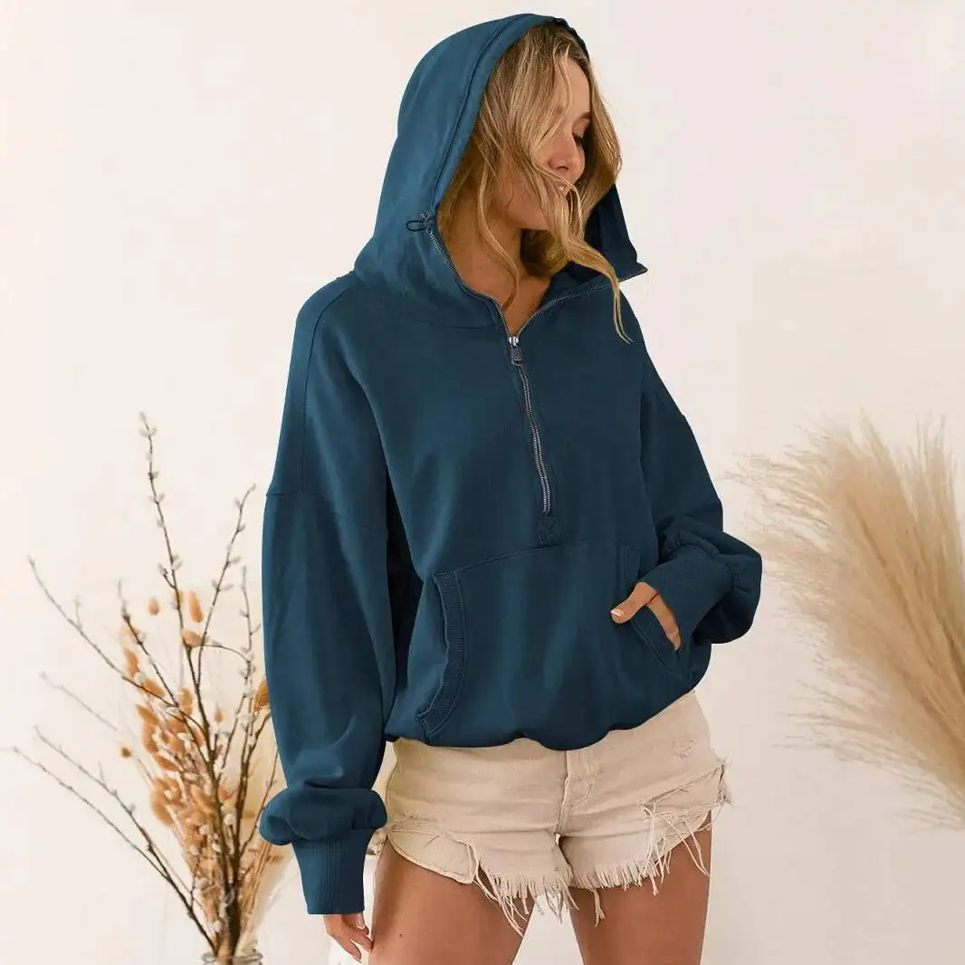 New Hooded Sweatshirt Women's Hoodies Sporty Zip Up Hoodie With Drawstring Long Sleeve Outerwear Top
