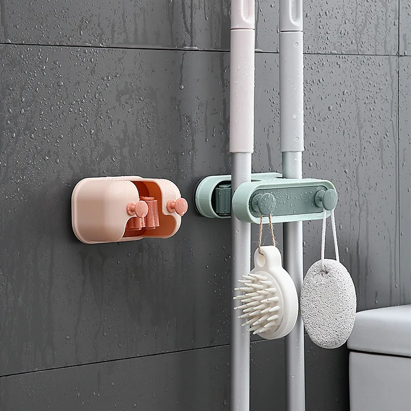 

Strong Mop Storage Rack Punch-free Multifunctional Mop Hook Multi-Purpose Hooks Broom Storage Clip Kitchen Bathroom Organizer