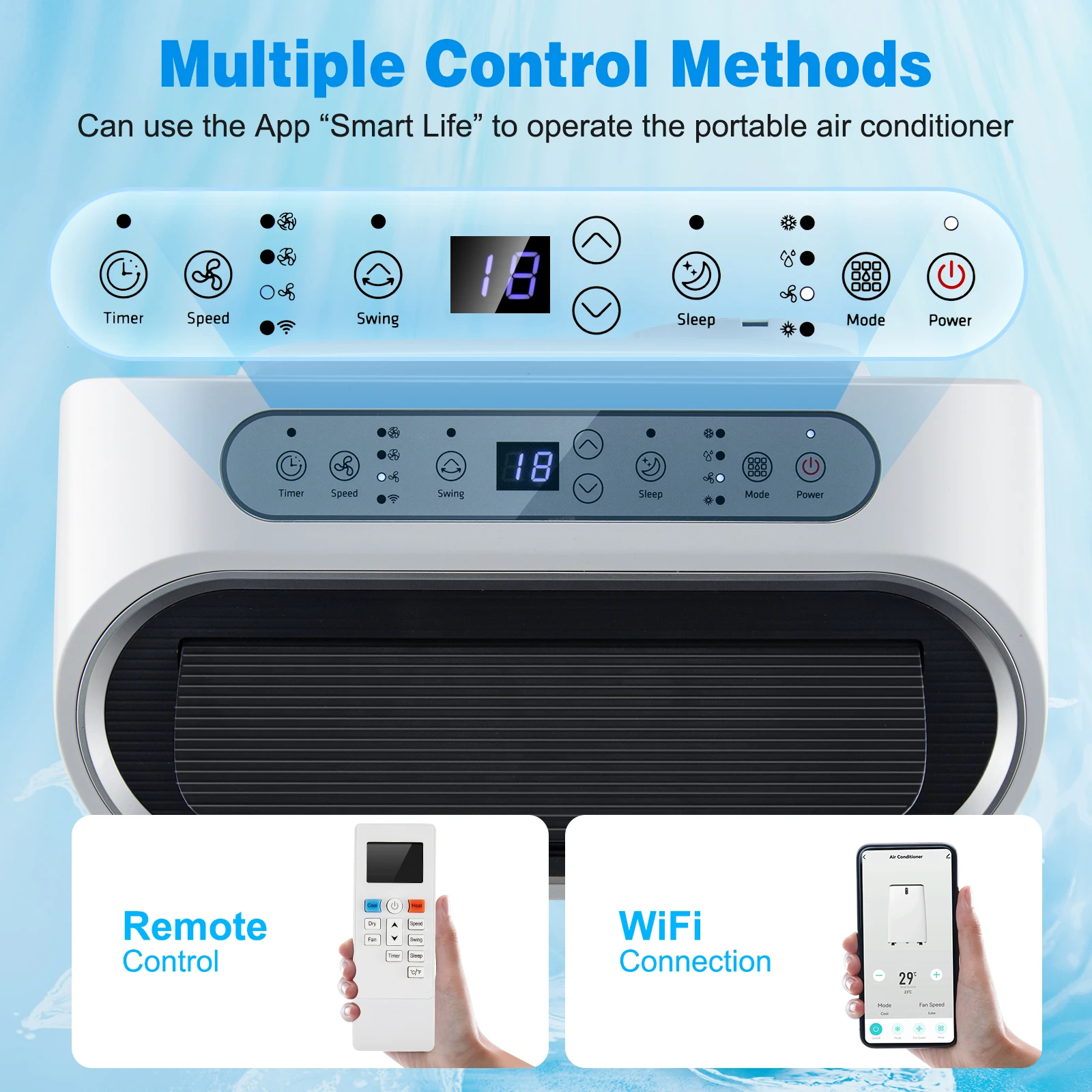 Ar Condicionado Portátil com App e WiFi Smart Control, 12000 BTU, Air Cooler