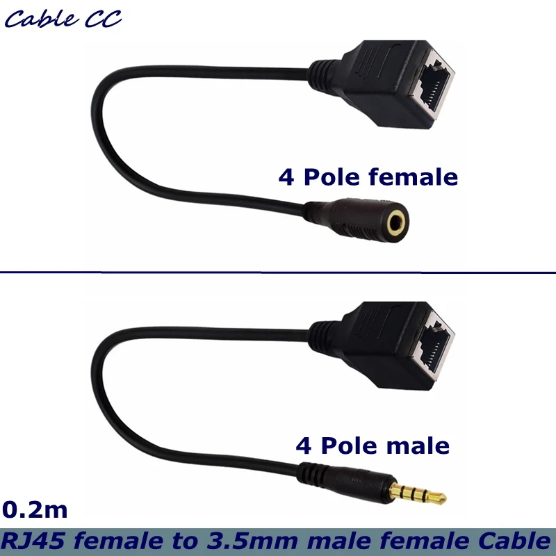 

0.2m 4-Pole DC 3.5mm Male and Female Jack TRS Audio to RJ45 Female Socket Ethernet Adapter Cable is Used Around the Computer