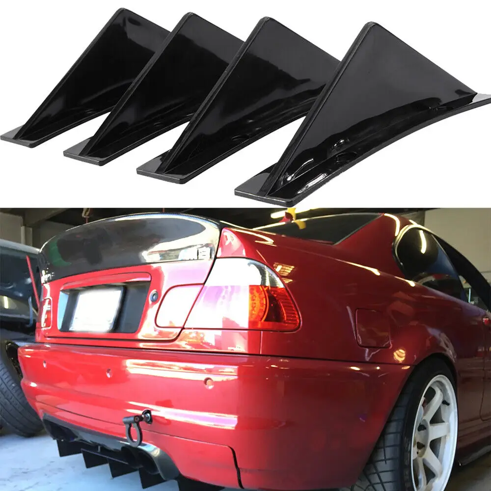 LAICY for M3 E46 323i 530i 2003-2009 Rear Bumper Lip Diffuser Defuzer Shark Fins Curved Spoiler Lip Wing Shark Fins Splitter