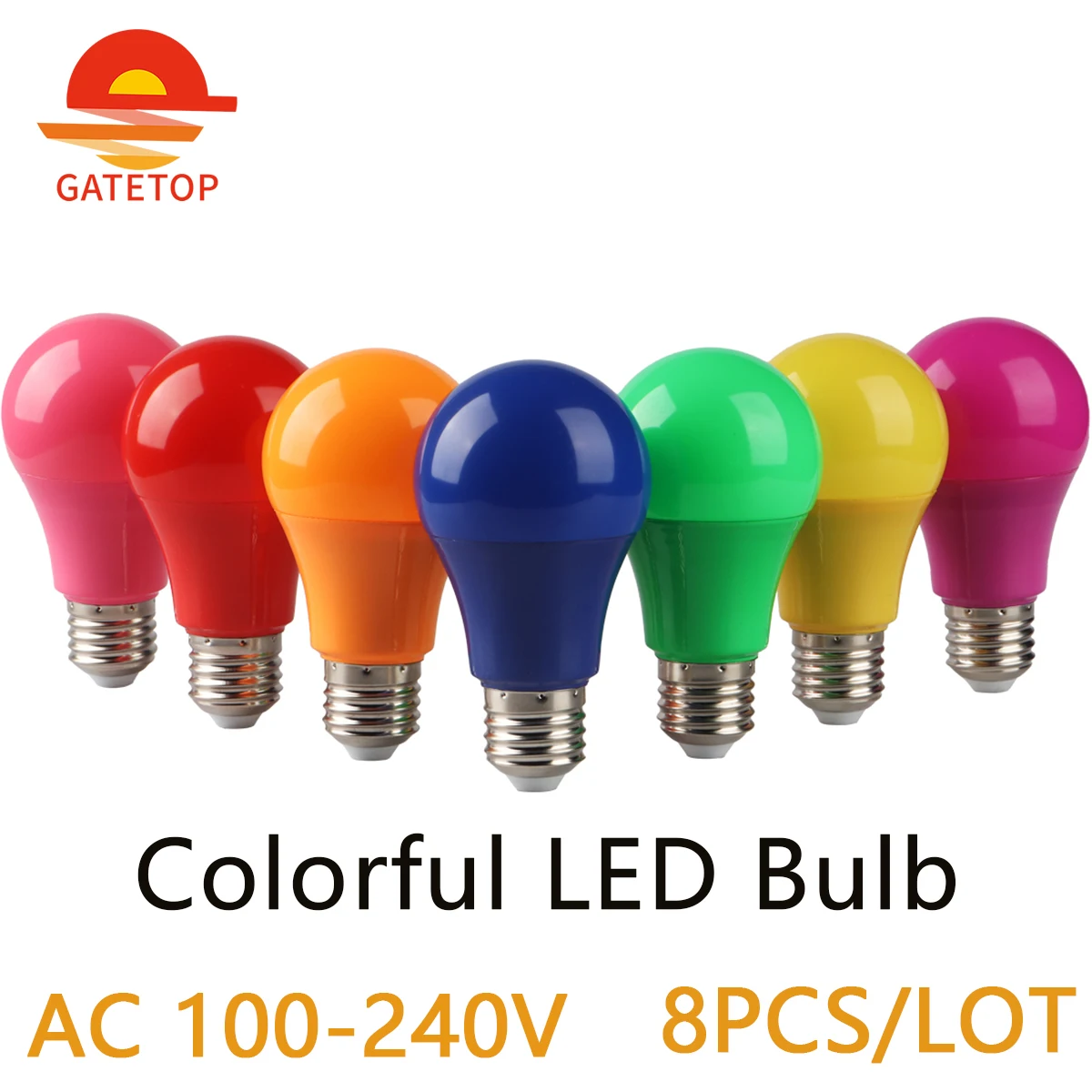 8PCS Colorful Bomlillas E27 B22 Base Red Yellow Orange  Green Lampada Ampoule 8W AC 100-240V Flashlight A60 Bulbs Home Decor