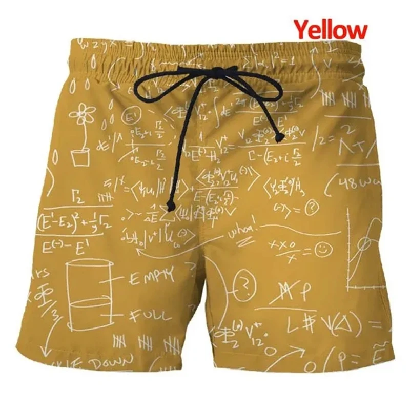 New Men Large Plus Size Casual Fashion Beach Shorts Pants 3d Printing Mathematical Mathematics Formula Shorts Summer Quick-dry