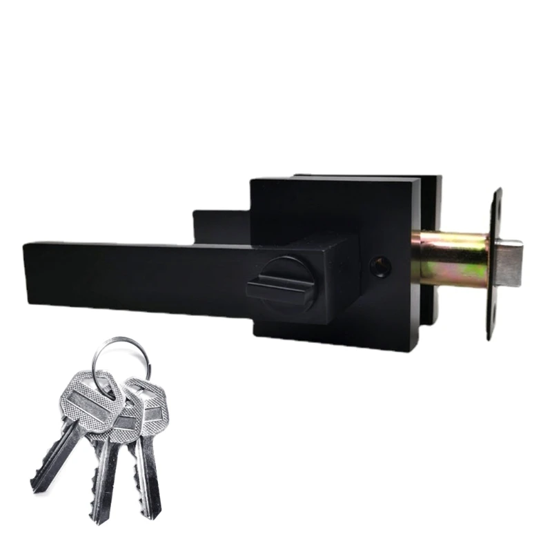 Y1UD Reinforced Security Door Handle Set Impact Resistant Door Lock Aluminum Invisible Handle Lock Simple Install for 35-50mm