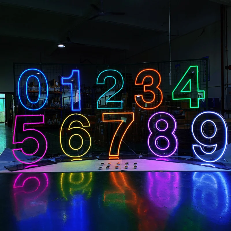 (Personalizzato) bobodesign Rgb Neon LED numeri segni in piedi appendere No Moq Logov 3ft 4ft lettere Large Flex Custom Neon noise