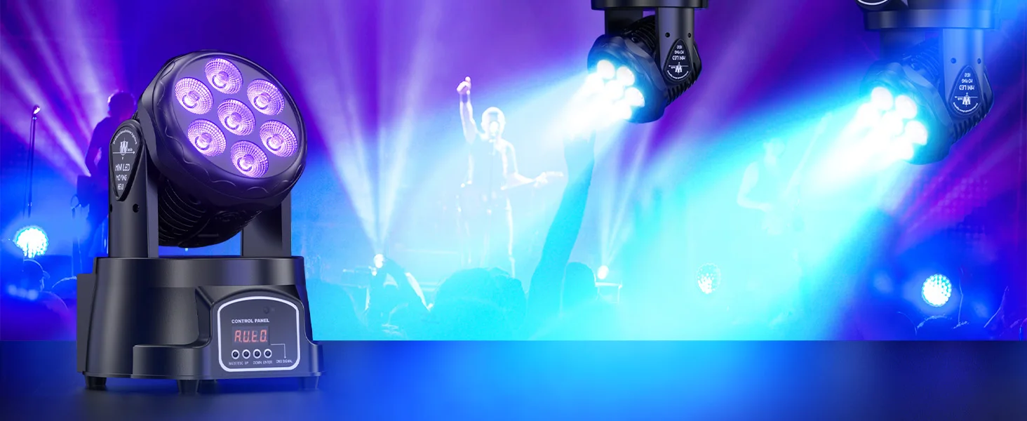 2Pcs/Set 105W Beam Moving Head Lights 7x15W RGBW LED Stage Lights DMX512 Spot Lights For DJ Disco KTV Wedding Party
