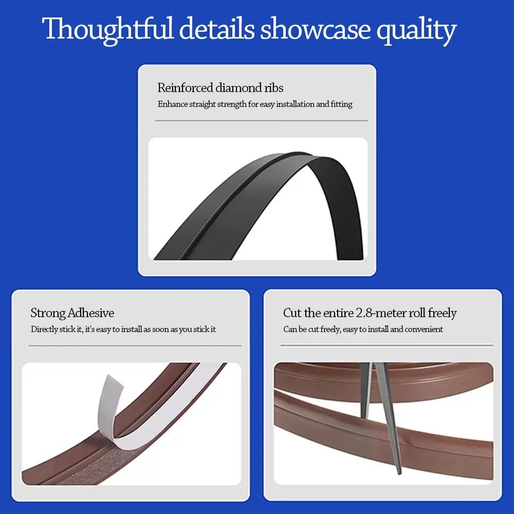 新しい自己粘着式キャビネットドアダストストリップ 2.8M TPE 防塵ストリップ隙間埋めストリップ防湿