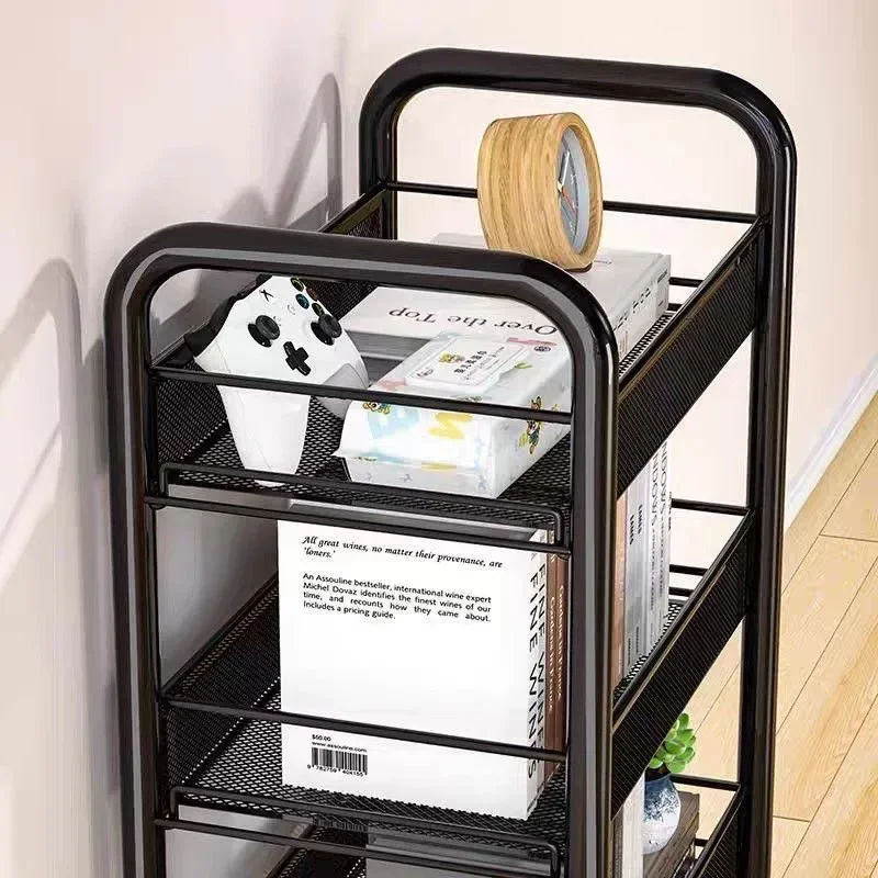 رف تخزين عربة المنزل لغرفة المعيشة رف منظم حديدي متعدد الطبقات لتخزين الحمام عربة متعددة الوظائف بعجلات #6