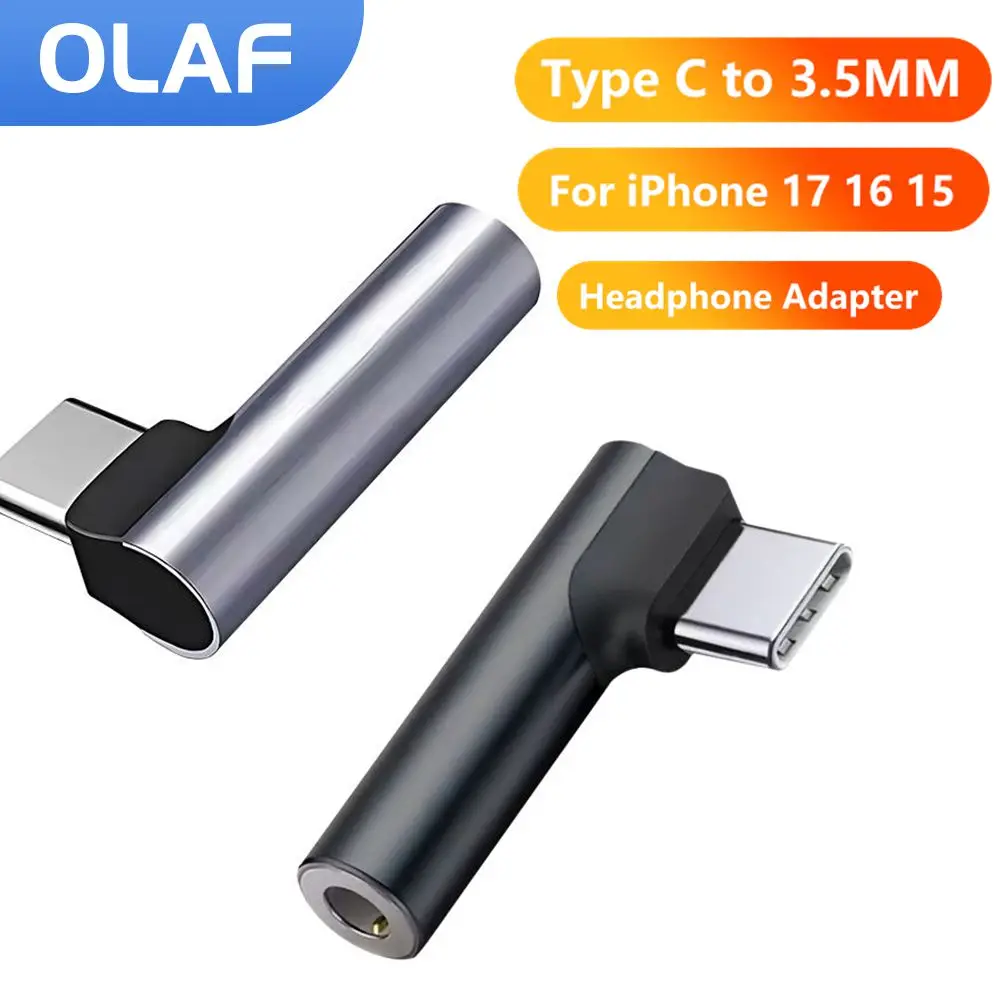الكوع USB نوع C إلى 3.5 جاك سماعة محول USB-C 3 5 مللي متر محول صوت آيفون 17 16 15 برو ماكس سامسونج هواوي Xiami #1